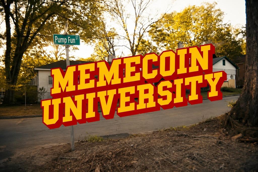 Pump Fun Street Memecoin University Sign